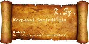 Korponai Szofrónia névjegykártya